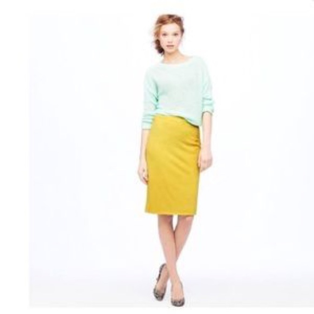 J.Crew No. 2 Pencil Skirt, Mustard Yellow, Wool, size 2